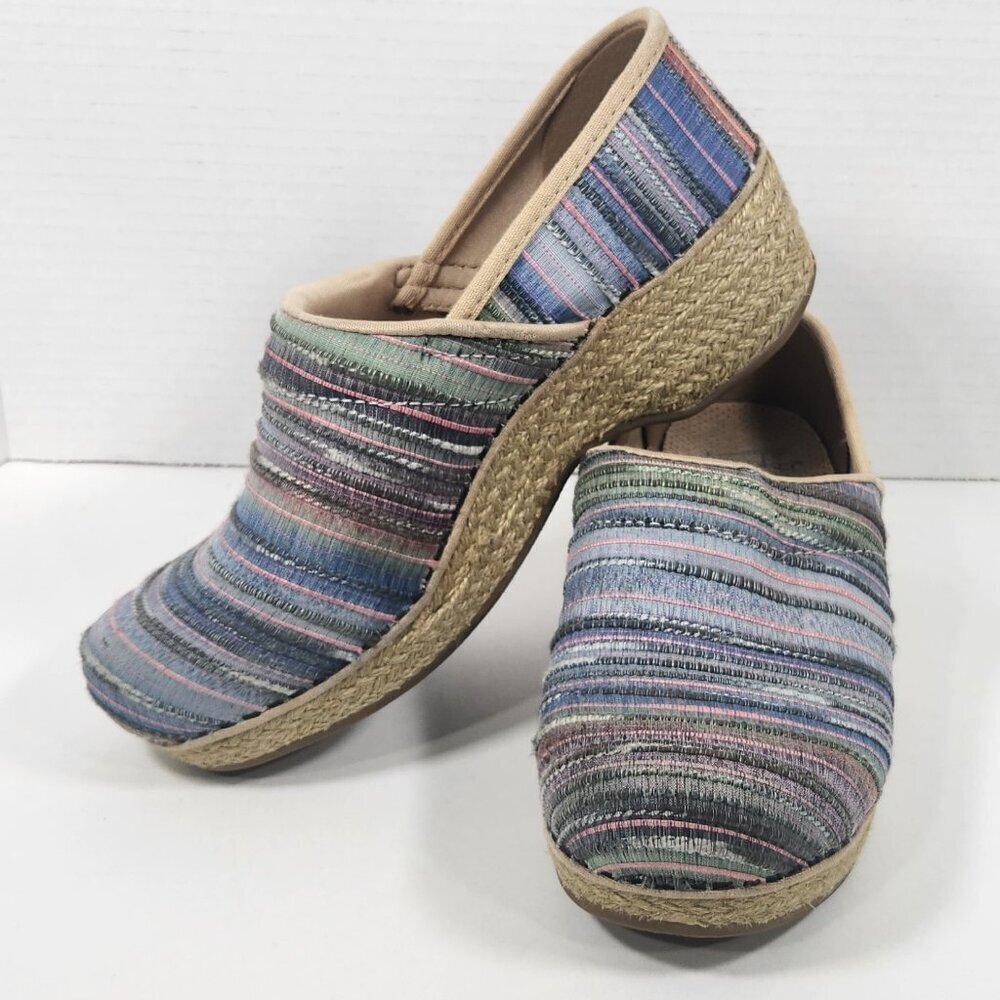 Dansko Striped Fabric Clogs Size 37